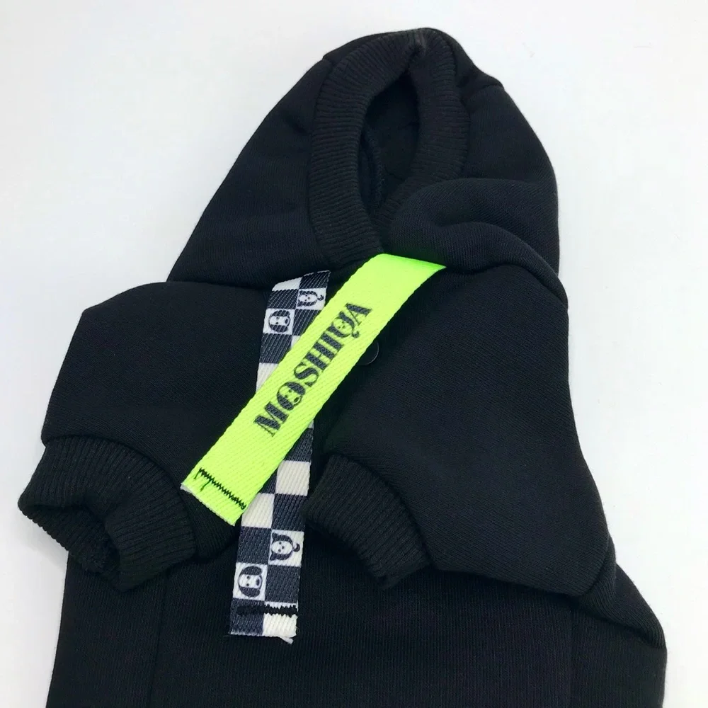 MOSHIQA Black Dog Cat Sweatshirt Size S M XL Hoodie Green Logo Designer Luxury